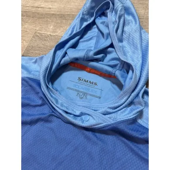 Simms SolarFlex Hoodie Featherweight Fishing Blue Mens XL Long Sleeve UPF - Picture 5 of 10